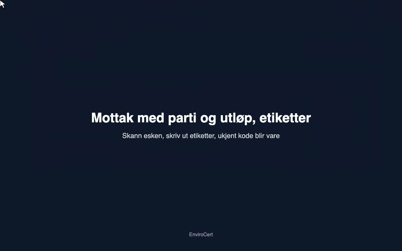 Mottak med parti og utløp, etiketter og ukjent kode